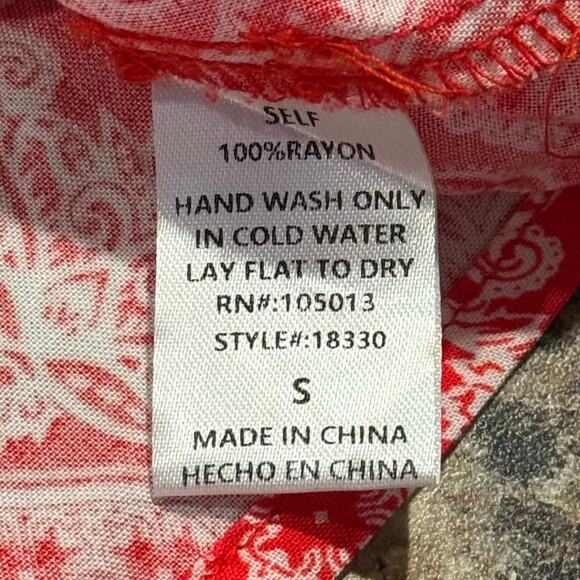 Savanna Jane Tunic Top Boho Romantic Embroidered Bell Sleeve Floral Red Small - Picture 5 of 6